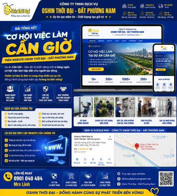Tháng 07/2026 đánh dấu một hành trình quan trọng trong chiến lược phát triển nguồn nhân lực của: Công ty Dịch Vụ Oshin Thời Đại – Đất Phương Nam.
